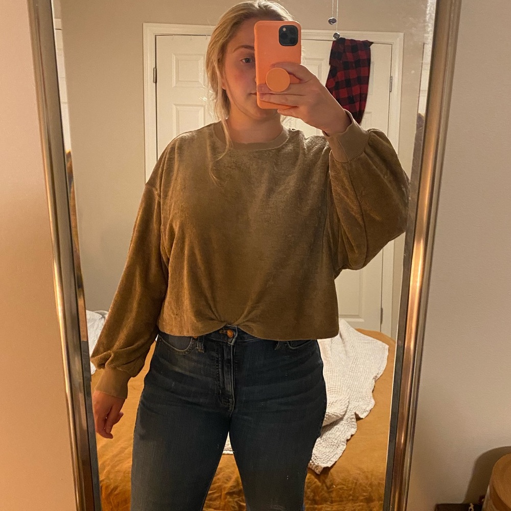 Zara Balloon Sleeve Cropped Sweater Sz S